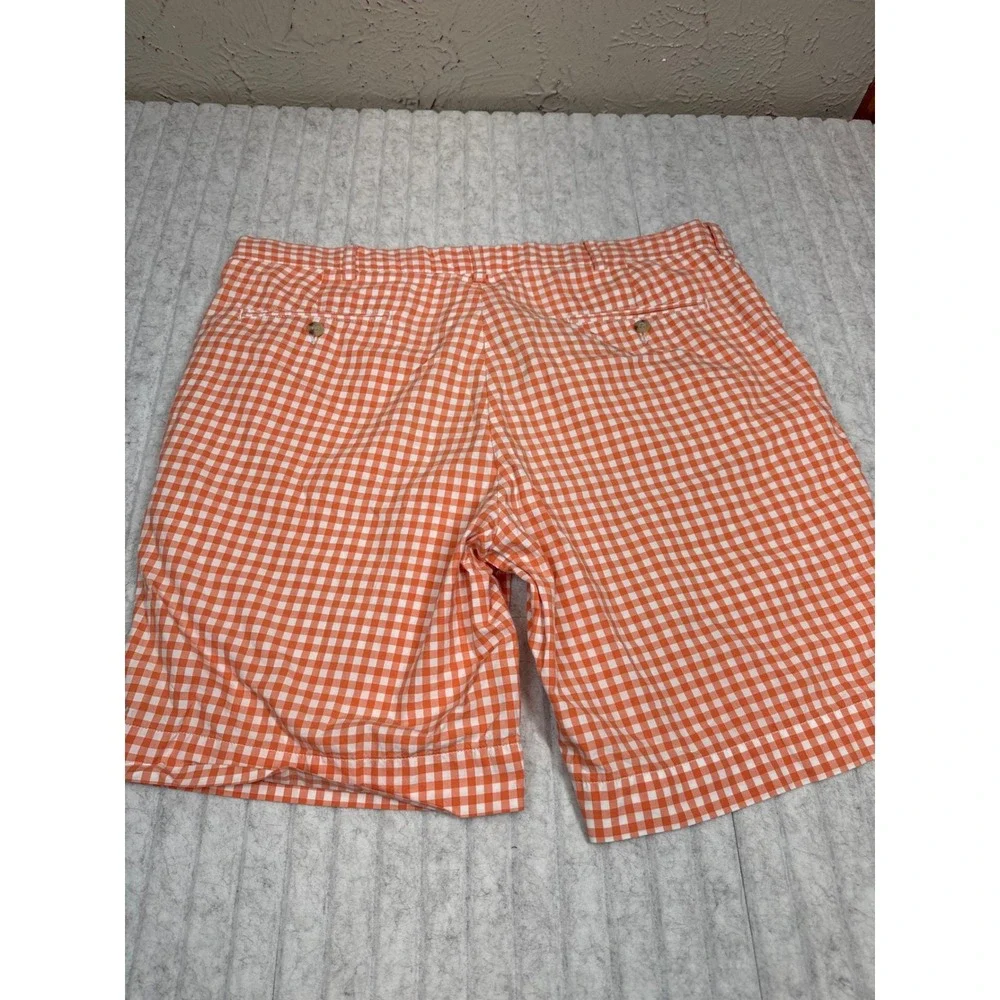 Polo Ralph Lauren Suffield Shorts Mens 38 Orange White Gingham Check Cotton 8.5